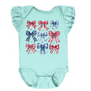 The Juniper Shop Coquette Bow Chart Stars And Stripes Flutter Sleeve Bodysuit - 1 of 4