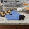 Silicone Oven Mitts - Extra Long Professional Quality Heat Resistant with Quilted Lining and 2-sided Textured Grip - 1 pair Blue by Hastings Home - 2 of 4