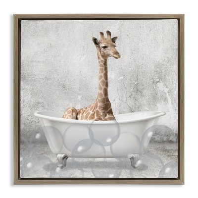 Stupell Industries Baby Giraffe Bath Time, 25" x 25"