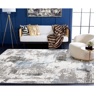 Gray Abstract Reversible 8' x 10' Synthetic Area Rug