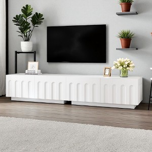 Elegant TV Stand with Arched Design for TVs Up to 80", Multi-Functional Coffee Table with 4 Drawers, Storage Cabinet for Living Room - 1 of 4