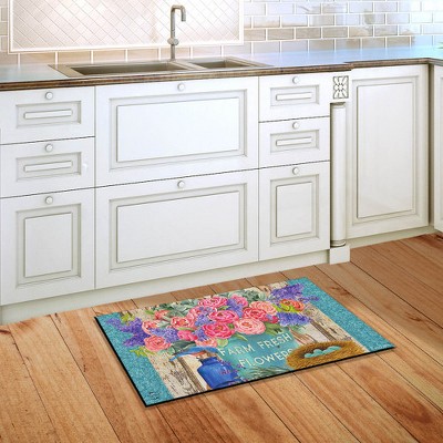 Farm Fresh Flowers Floral Rubber Doormat 30" x 18"