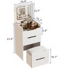 DOMETOUR 3-in-1 Vanity Desk w/ Flip Mirror, Glass Top, 3 Drawers & Stool, Compact Makeup Table for Bedroom - 2 of 4