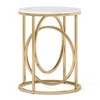Lirago White Round End Table Faux Marble Top MDF Metal Frame 19.69"D x 25.78"H Modern Sofa Side Table - 2 of 4