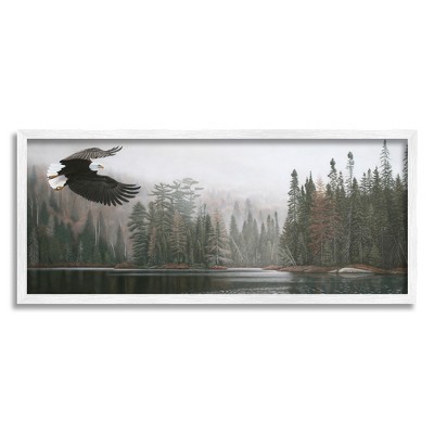 Stupell Industries Eagle Soaring Over Lake Framed Giclee Art