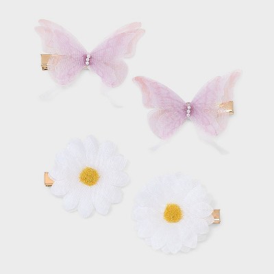 Image of Daisy and Pearl Butterfly Hair Clip Set 4pc - Wild Fable™ Pink/White