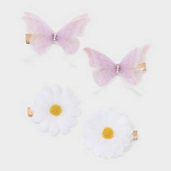Daisy and Pearl Butterfly Hair Clip Set 4pc - Wild Fable™ Pink/White