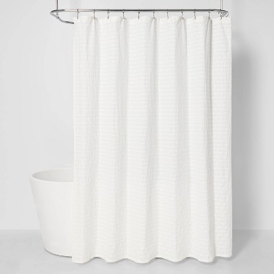 72"x84" Textured Striped Shower Curtain White - Project 62™