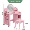 TackView Kids Vanity with Lighted Mirror & Stool, Girls Vanity Desk with Bookshelf, Drawer, Open Shelves & Accessories - 3 of 4