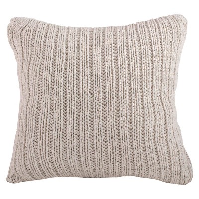 20"x20" Knitted Design Throw Pillow Ivory - Saro Lifestyle