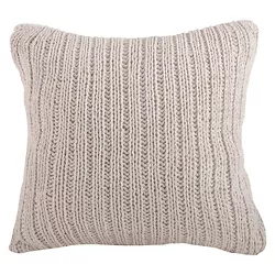 20"x20" Oversize Knitted Design Square Throw Pillow Ivory - Saro Lifestyle