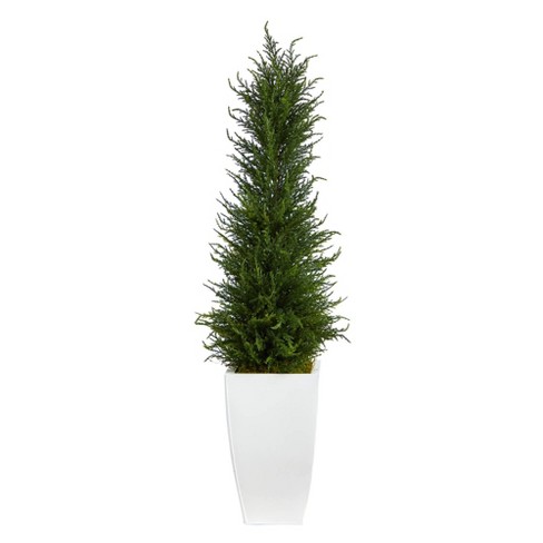 3.5' Indoor/outdoor Artificial Tree In Planter White/green - Nearly Natural : Target