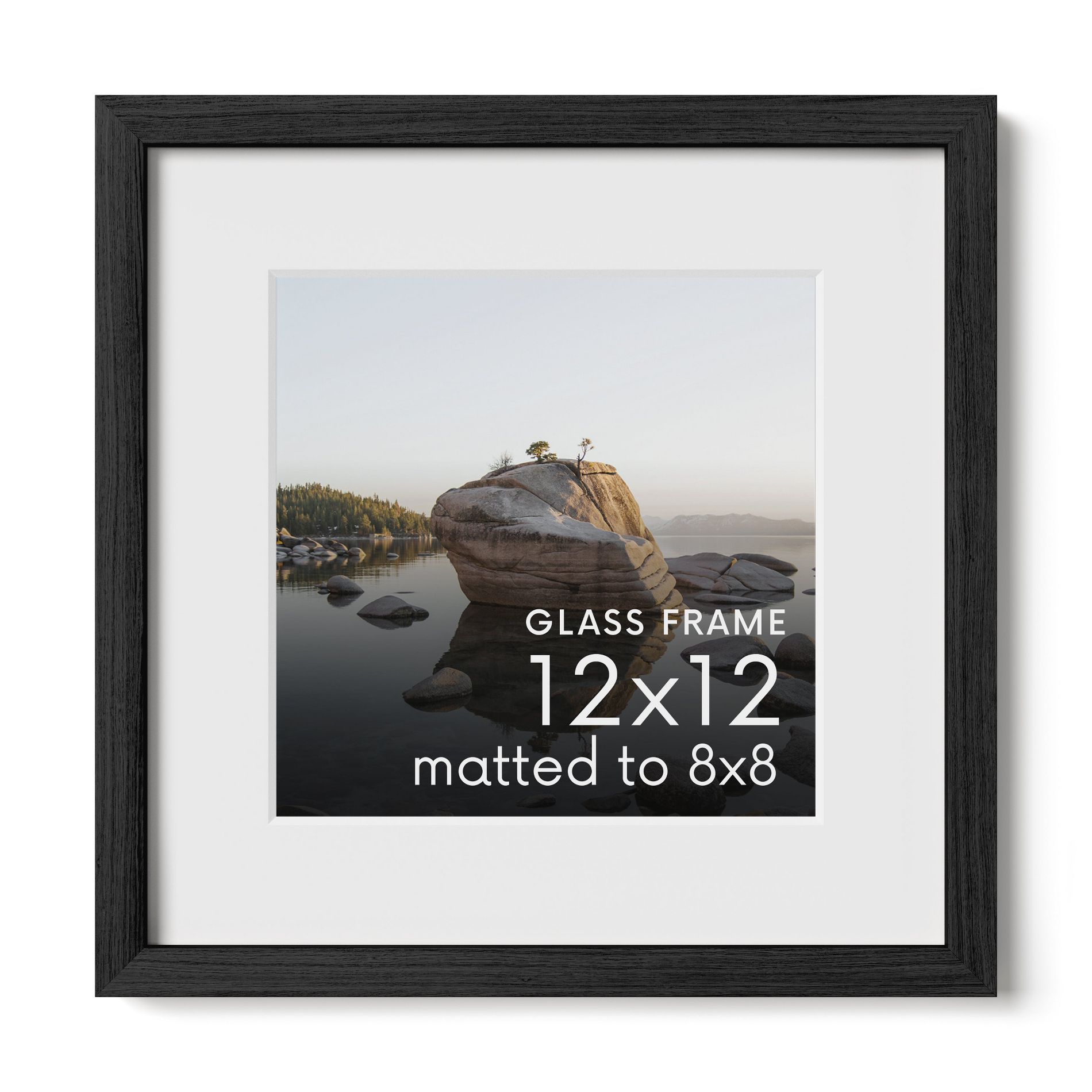 Haus and Hues Oak Picture Frame with Glass, Black, 12x12