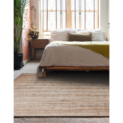 Natural Braided Jute and Cotton 8'x11' Rectangular Indoor Rug