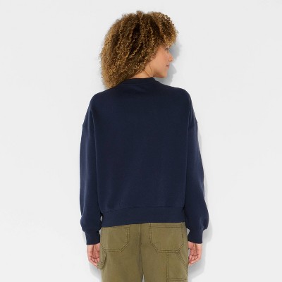Women's North Pole Teddy Bear Graphic Sweatshirt - Navy Blue - image 3