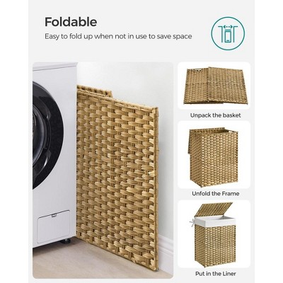 Natural Wicker Rectangular Laundry Hamper with Lid and Liner