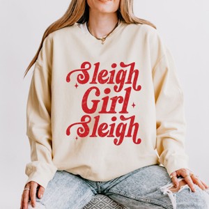 Sleigh Girl Sleigh Sparkle Distressed - Women's Lightweight Garment Dyed Sweatshirt - 1 of 3