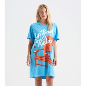 Little Blue House Women's Nightshirt, Sip Back and Relax, One Size - 1 of 4