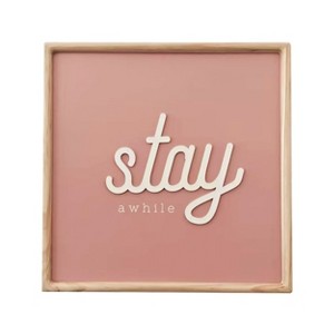 VIP Wood 15.75 in. Pink Stay Awhile Wall Decor - 1 of 2