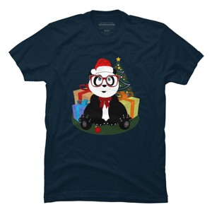 Men's Design By Humans Christmas - Panda Nerd By Adamzworld T-Shirt - 1 of 4