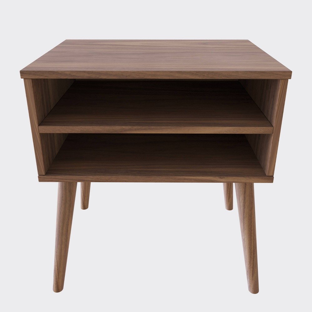 Photos - Storage Сabinet Valence Mid-Century Modern Nightstand Walnut - Eco Dream: 2 Open Cubbies, Hardwood MDF