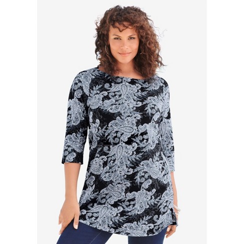 Roaman's Women's Plus Size Boatneck Ultimate Tunic With Side Slits, 42/ ...