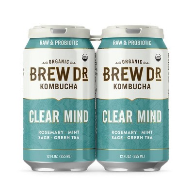 Brew Dr. Kombucha Clear Mind - 12 fl oz Cans/4pk