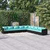 vidaXL 9-Piece Patio Lounge Set in Black Poly Rattan with Cushions- Outdoor/Garden Modular Sofa Set - 2 of 4