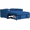 Maliang Modern Pull Out Couch Bed, Adjustable Backrest, Velvet Loveseat Futon Sofa with Pillows & Pockets for Living Room Apartment - 3 of 4