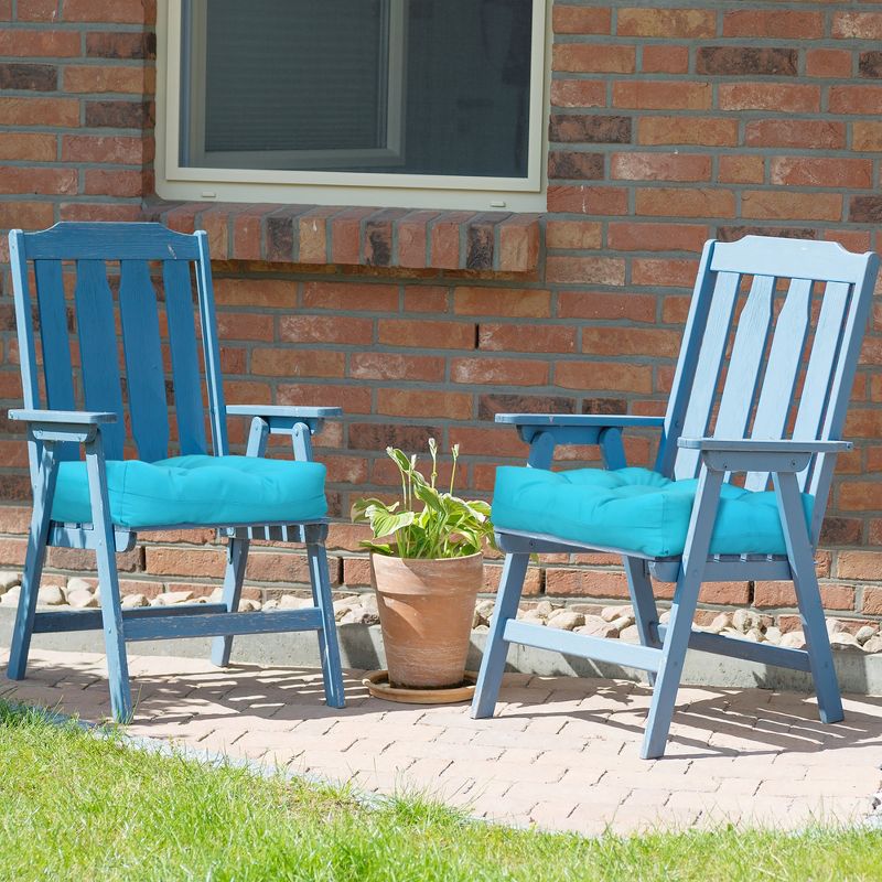 Costway 2PCS 21'' x 21'' Patio Chair Seat Cushion Pads Indoor/Outdoor Navy\Turquoise, 4 of 11