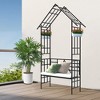 Gulches Metal Garden Arch with Bench Turned into Flower Stand W58.07*H97.24 Climbing Plants Support Rose Arch Outdoor Black - 3 of 4