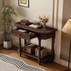 PAGED Vintage Narrow Console Table with Drawer & Open Shelf, Coastal Farmhouse Entryway Sofa Table with Curved Corner, Retro Entryway Table - 2 of 4