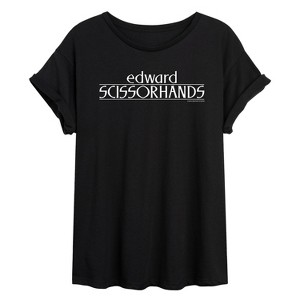 Women's - Edward Scissorhands - Edward Scissorhands Logo Oversized Graphic T-Shirt - 1 of 4
