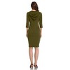Women's 3/4 Sleeve Hooded Sweatshirt Dress, Pullover Bodycon Midi Dress with Pockets - 3 of 3