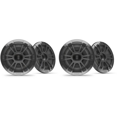 Fusion Entertainment 2 Pairs EL-F653SPG EL Series 6.5" 80 Watt Full Range Shallow Mount Marine Speakers - Pair, Grey