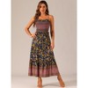 INSPIRE CHIC Women's Summer Spaghetti Strap A-Line Flowy Smocked Midi Boho Floral Sundresses - 3 of 4