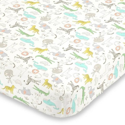 Carter's Colorful Zoo Animals Super Soft Mini Crib Fitted Sheet