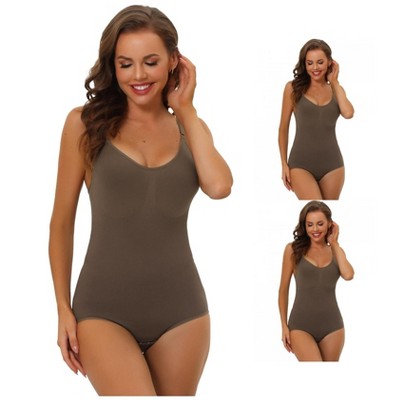 INSPIRE CHIC Women's Shaping Tummy Control Adjustable Straps Sculpting Adult Leotard 3 Packs