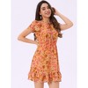 INSPIRE CHIC Women's Ruffle Sleeve Self-Tie V Neck Mini A-Line Floral Dress - 2 of 4