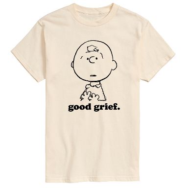 【GOOD GRIEF!】 Short Sleeve Pocket Tee Men's Peanuts Good Grief Charlie Brown Face Short Sleeve Graphic T