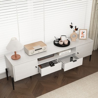 VYNXARIA Modern Mid-Century TV Console with Adjustable Storage and Soft-Close Hinges