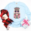 Pink and Teal Nutcracker Patchwork Print - Women's Garment Dyed Long Sleeve Graphic T-Shirt - 2 of 4