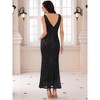 INSPIRE CHIC Women's Sequin V Neck Sleeveless Cocktail Maxi Gown Evening Dress - 4 of 4