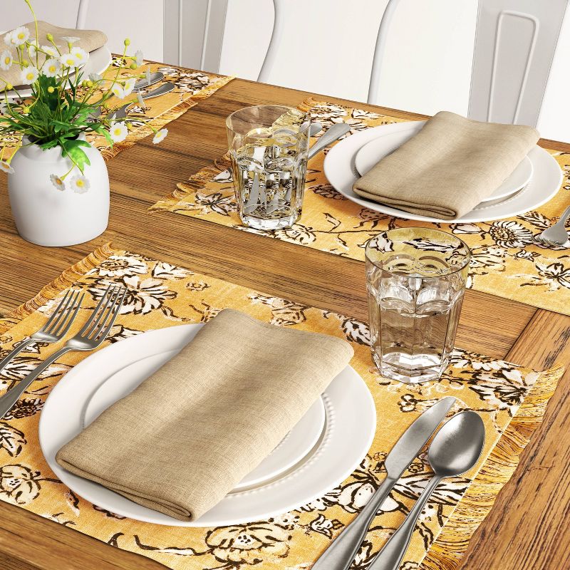 Cotton Flower Printed Fused Placemat Yellow - Threshold&#8482;, 3 of 5
