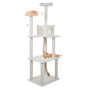 Pet Adobe Multilevel Cat Tree House With Hanging Rope - Ivory - 1 of 4