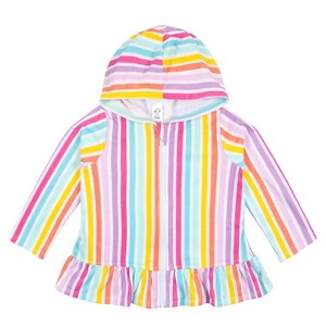 Gerber Baby and Toddler Girls' Swim Zipper Hoodie Terry Coverup - Rainbow - 2T - 1 of 4