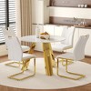 4-Piece Dining Set with Sintered Stone Tabletop and Dining Chairs with Golden Metal Leg - 3 of 4
