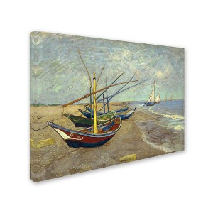 Trademark Fine Art -Vincent van Gogh 'Fishing Boats on the Beach' Canvas Art - 1 of 3