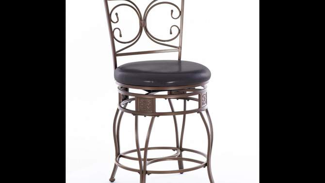 24&#34; Nora Big and Tall Scroll Back Faux Leather Swivel Seat Counter Height Barstool - Powell Company, 2 of 11, play video