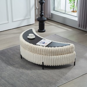 Hrinhom 47.2"W Upholstered Faux Fur Storage Ottoman,Footstool With Tray and Metal Legs - 1 of 4